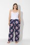 Women's Plus Size Navy Blue Colored Floral Pattern Loose Bottom Home Wear - 3
