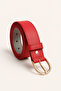 Girl's Leather Belt Red Jeans and Fabric - 2