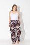 Women's Plus Size Burgundy Colored Floral Pattern Loose Bottom Home Wear - 5