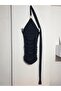 Women's Backless Draped Buckle Long Drawstring Mini Dress - 4