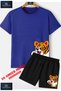 Kids Unisex “Yandan Cute Tiger“ Custom Printed Crew Neck T-Shirt - Shorts Set