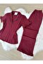Cherry Rot Cotton Short Sleeve Front Button Pajama Set with Ruffle Detail on Sleeves and Legs - 6