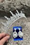Victoria Silver Bridal Henna Crown Special Occasion Accessory Women's Crown and Wide Shuttle Earring Set - 2