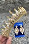 Ivanna Gold Bridal Henna Crown Special Occasion Accessory Women's Crown and Thin Shuttle Earring Set - 2