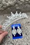 Renata Silver Bridal Henna Crown Special Occasion Accessory Women's Crown and Thin Shuttle Earring Set - 2