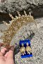 Victoria Gold Bridal Henna Crown Special Day Accessory Women's Crown and Three Shuttle Earrings Set - 2