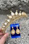 Renata Gold Bridal Henna Crown Special Occasion Accessory Women's Crown and Drop Shuttle Earring Set - 2