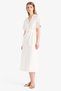 100% Cotton Shirt Collar Embroidery Short Sleeve Belted Midi Dress F0430Ax25Sm - 2