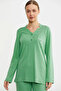 Sementa 76438 Half Button Pocket Detailed Pajama Suit - 5
