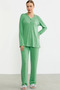 Sementa 76438 Half Button Pocket Detailed Pajama Suit - 3