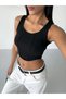 Women's Black Ribbed Camisole Crop Blouse Hzl25S-Fry123171 - 2