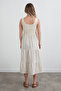 Lace Thick Strap Linen Dress - 8