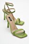 Green Patent Leather Helogram Thin Heeled Women's Shoes