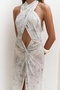 Enonireh Low-Cut Beige Long Dress - 7
