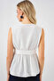 Women's White Double Breasted Collar Elastic Waist Belted Blouse Hzl25S-Bd19661 - 4