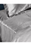 Thalie Double 100% Cotton Striped - 300Tc Satin Bed Sheet Pieces Duvet Cover Set - Gray - 6