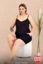 Lady Plus Size Black Color Thin Strap Lace Shorts Pajamas Set 10445 - 3