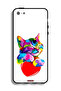 غطاء حماية لجهاز Apple iPhone 5/5s/SE بتصميم قطة ملونة - 2