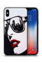 جراب حماية لجهاز Apple iPhone XS Max بتصميم وجه فتاة وفن تجريدي