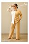 Ladies Co-ord Pant Set – Solid Shirt with Printed Wide-Leg Pants and Short Sleeves. - 3