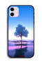 جراب حماية لجهاز Apple iPhone 12 بتصميم شجرة نيون وانعكاس جسم مائي فني رقمي - 2