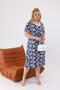 Plus Size Collar Pearl Lace Bamboo Fabric Dress - 6