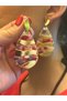10 cm Plated Mirrored Women's Earrings Pink - 2
