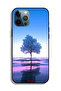 جراب حماية لجهاز Apple iPhone 12 Pro Max بتصميم شجرة نيون وانعكاس جسم مائي فني رقمي - 2