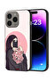 غطاء حماية لجهاز Apple iPhone 15 Pro بتصميم فن التقاط صور سيلفي أثناء حمل الزهور
