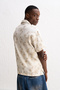 Short Sleeve Beige Shirt with Embroidery Detail - 5