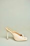 U997451204 Skin Fabric Thin Heeled Women's Slippers - 7