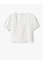 Balloon Sleeve U Neck Bow Detail Ruffle Blouse
