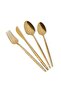 Shiny Cutlery Spoon Knife Set Gold 24 Pieces - 7
