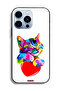 جراب حماية لجهاز Apple iPhone 13 Pro بتصميم قطة ملونة - 2