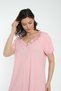 Women's 100% Cotton Short Sleeve Midi Length Nightgown / Pink 541 - 6