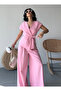 Women's Oversize Tie-Up Vest Trousers Suit Pink - 4