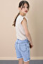 Sequined Jean Shorts Beige Necklace Detailed Badi Girl's 2 Piece Set 21109 - 6