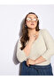 Plus Size Melange Round Neck Lace Detail Top - 6