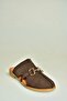 U944150403 Brown Genuine Leather Closed Front Women's Slippers - 6