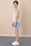 Sequined Jean Shorts Beige Necklace Detailed Badi Girl's 2 Piece Set 21109 - 5