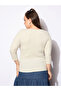 Plus Size Melange Round Neck Lace Detail Top - 5