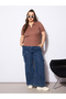 Plus Size Rib Front Zipper Polo Neck Top - 2