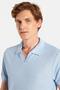 Men's Slim Fit Slim Fit Viscose Fabric Patterned Plain Pique Buttonless Light Blue Polo Neck T-Shirt