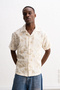 Short Sleeve Beige Shirt with Embroidery Detail - 4