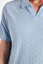 Men's Slim Fit Slim Fit Viscose Fabric Patterned Plain Pique Buttonless Light Blue Polo Neck T-Shirt - 3
