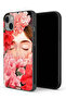جراب حماية لجهاز Apple iPhone 13 mini بتصميم وجه فتاة مختبئة بين الزهور