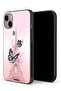 غطاء حماية لجهاز Apple iPhone 13 mini برسومات فراشات على برج إيفل
