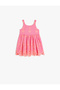 Round Neck Embroidery Detailed Cotton Strap Dress