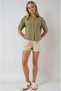Women's Khaki Linen Look Crop Shirt Hzl25S-Bd1203391 - 2
