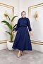 Women's Zipper Detailed Navy Blue Strawberry Fabric Suit - 2